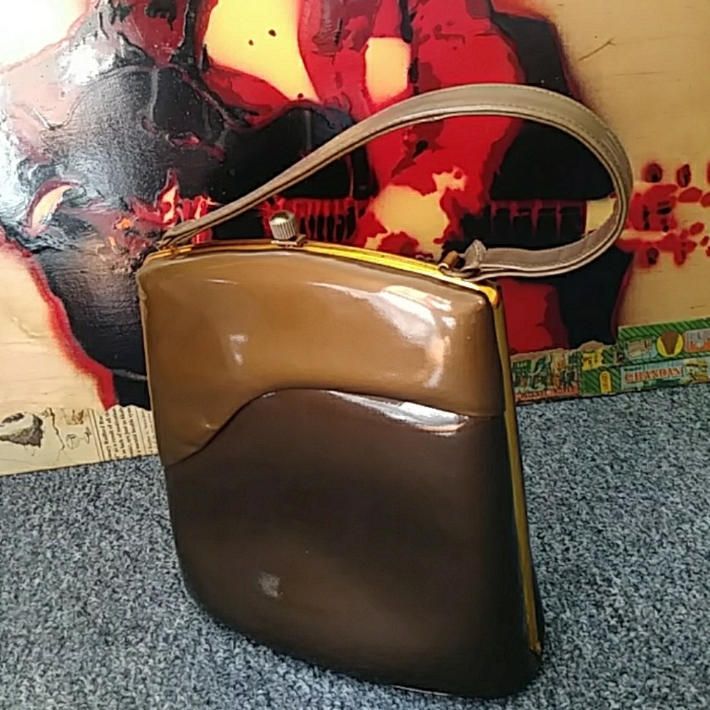 Vintage Brown Patent Leather Purse